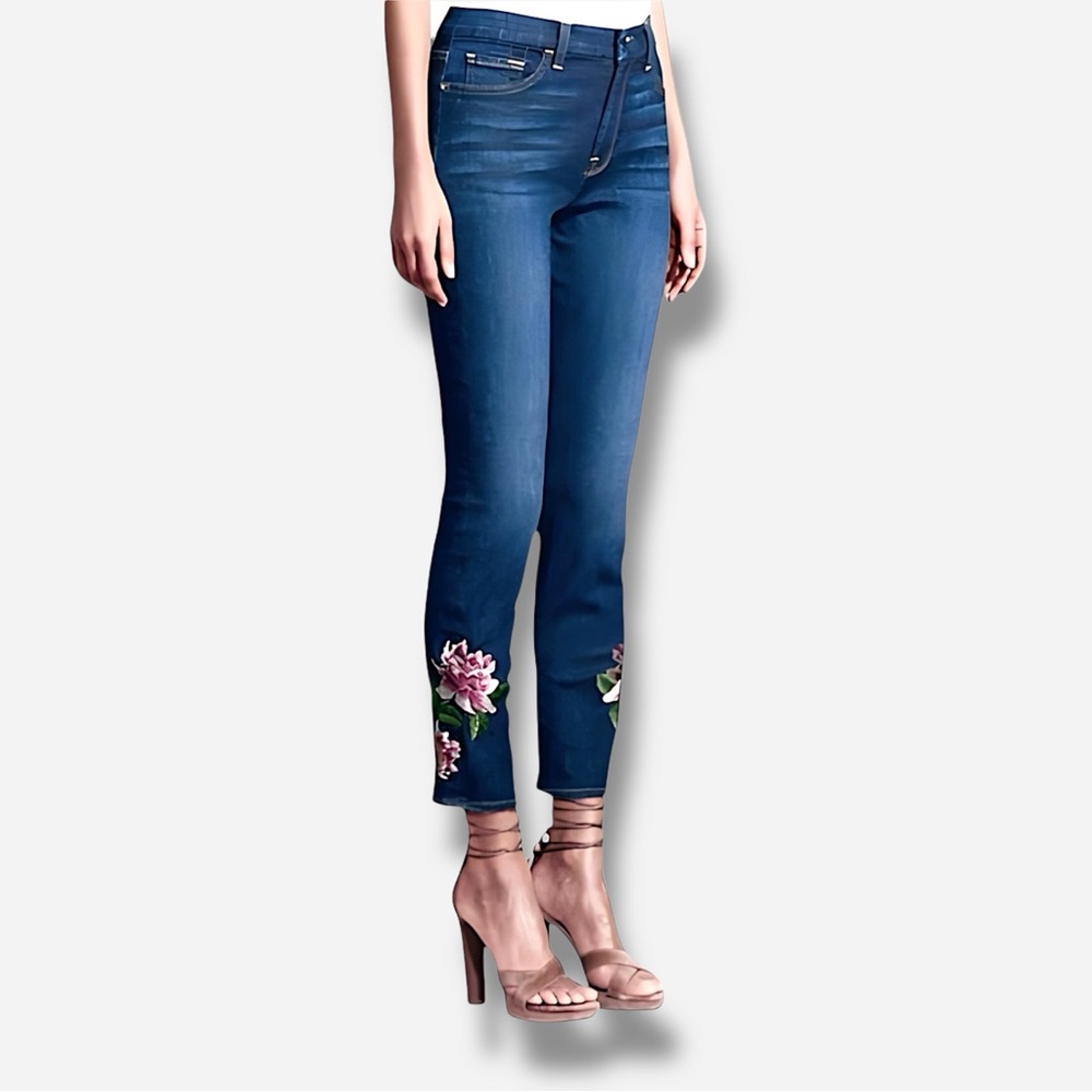 🌸New🌸 Jen 7 Ankle Skinny Jeans Embroidered Dark Blue